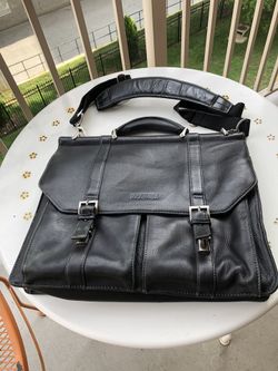 Kenneth Cole black leather laptop bag