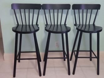 3 Ikea Black Wooden Bar Stools