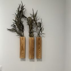 Three Piece Wooden Wall Mounted Planters 
