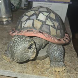 Ceramic turtle cut glass on shell