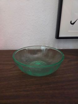 Pair of green depression glass bowls