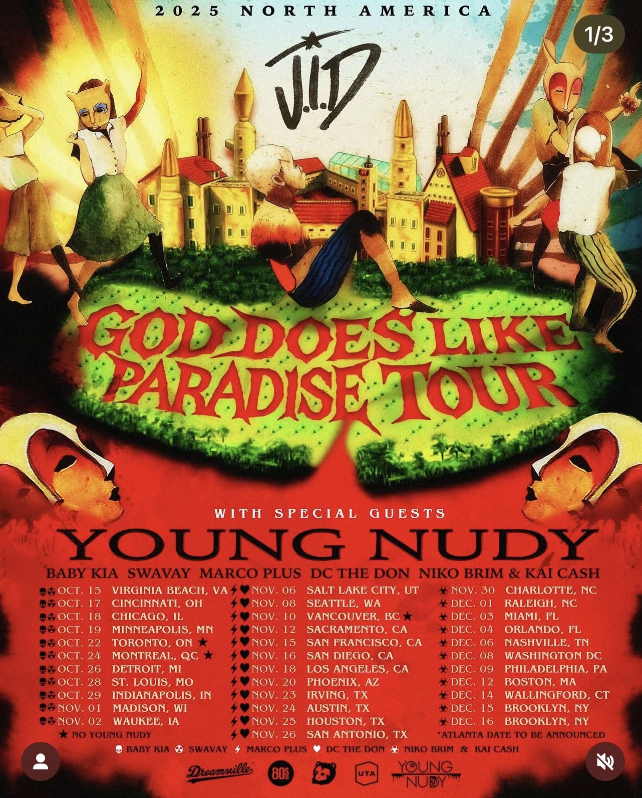 4 Tickets J.I.D. Concert In Brooklyn Tonight 12/15