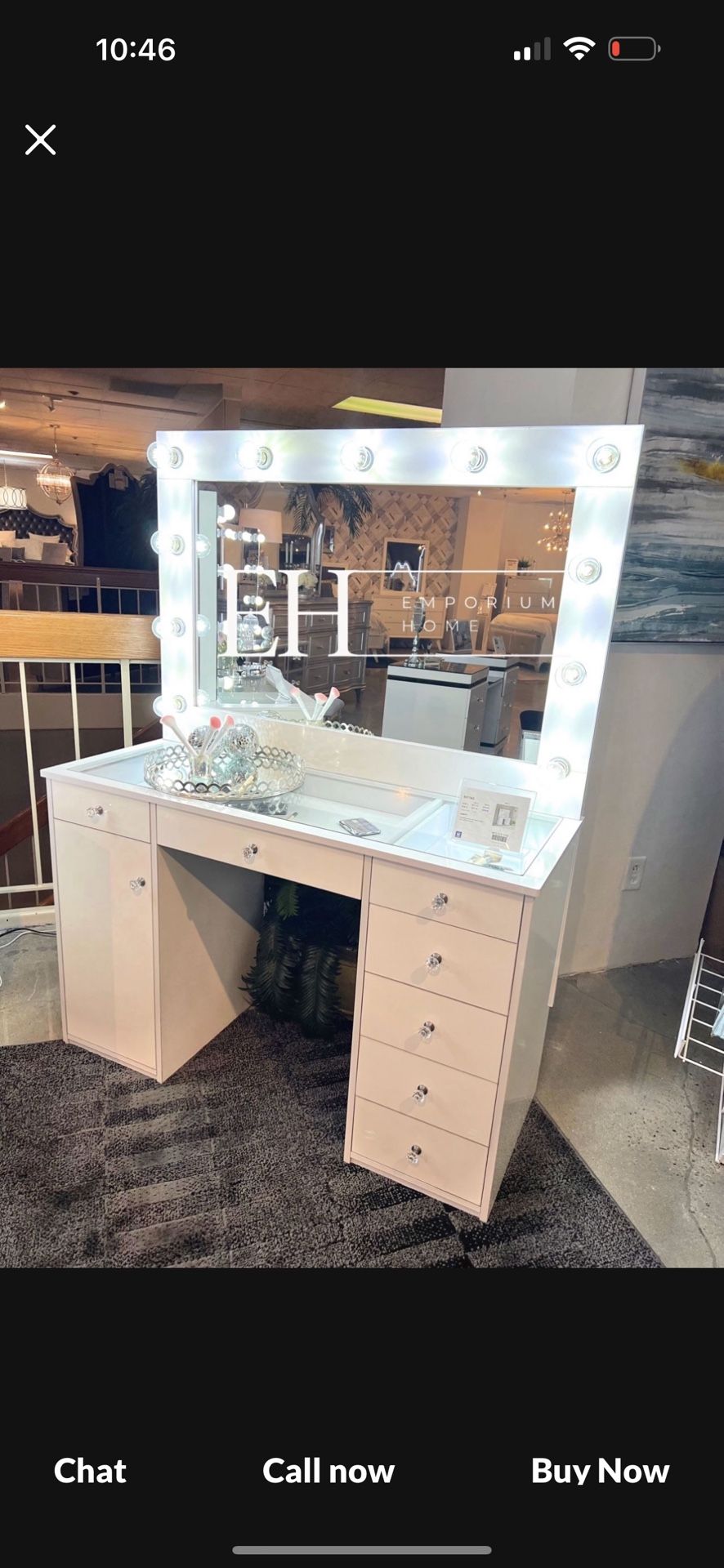 White Hollywood Led Makeup Vanity 