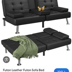 Futon Sofa Bed Modern Folding Futon (Black)