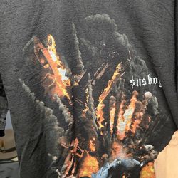 Sus Boy Graphic Tee Size Large – Black Flame Shirt