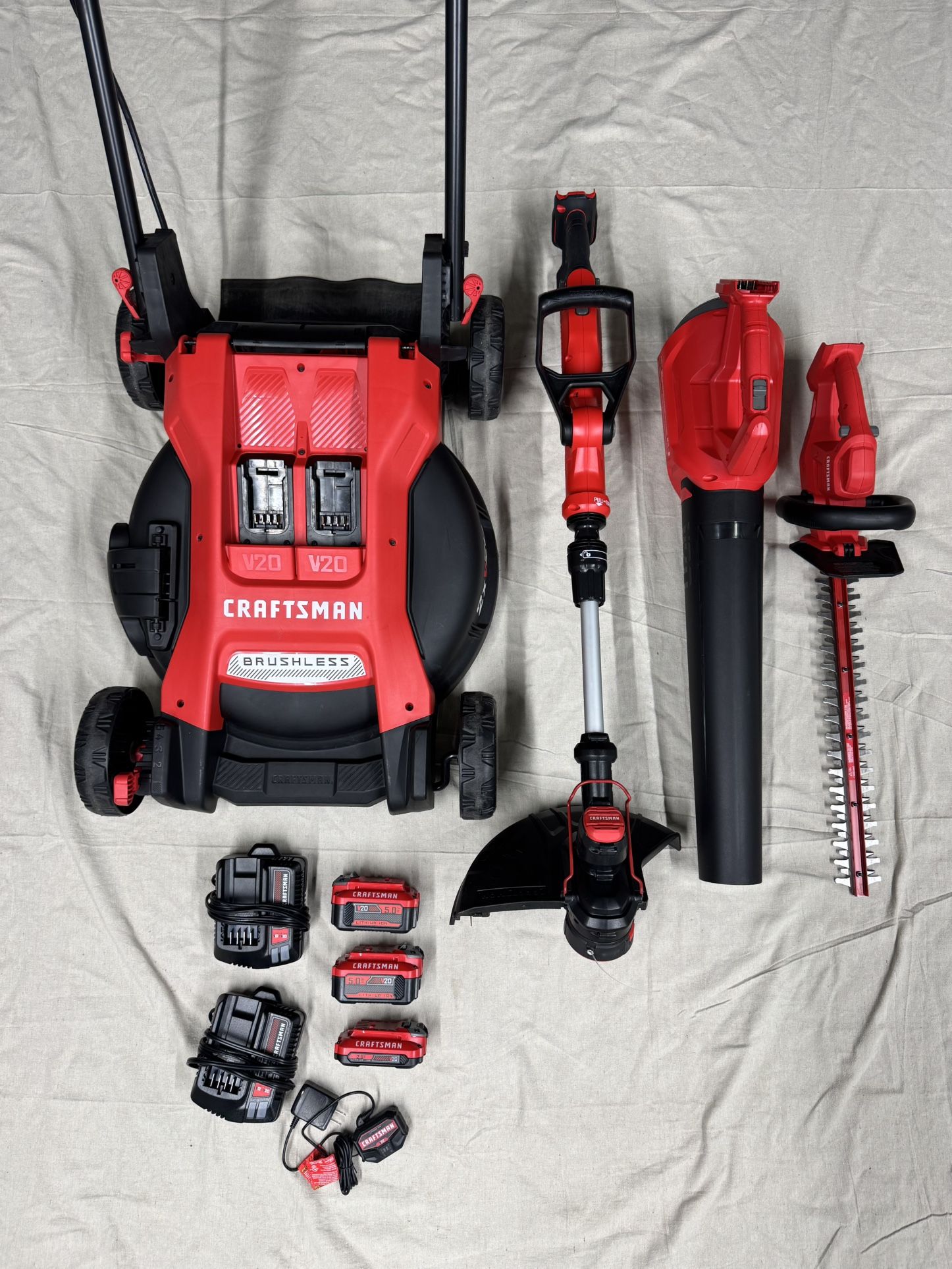 Craftsman 20v Cordless Mower, String Trimmer and Leaf Blower Combo Kit (Battery & Charger Included)
