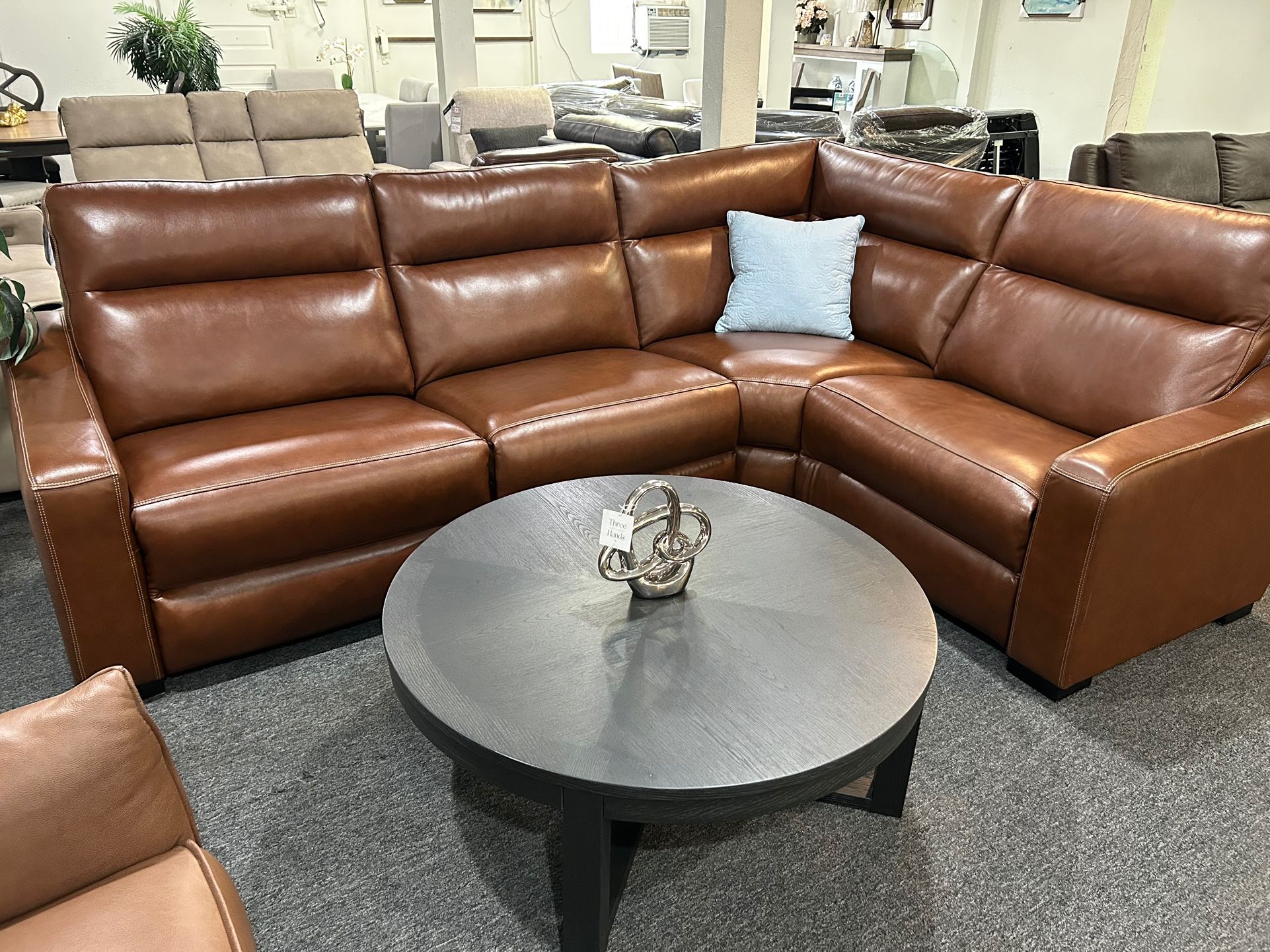 Furniture 4 Pc Real Top Grain Leather Sectional With 2 Power Recliners Gabrine
