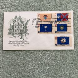 1976 First Day Cover, Bicentennial State Flags Featuring Stamps NJ, GA, SC, NH, VA
