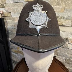 Vintage Sussex Police Officer Helmet Black W/Chin Strap