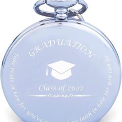 FREDERICK JAMES Graduation Gifts for Him - Silver Pocket Watch