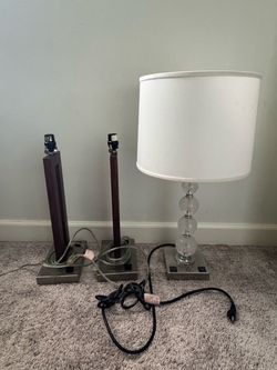 2 Pair of Modern Wood and 27” Metal Table Lamp