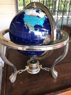 Precious Stone. World Globe with Brass Stand