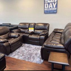 COMFY NEW MADRID RECLINING SOFA AND LOVESEAT SET ON SALE ONLY $1099. IN STOCK SAME DAY DELIVERY 🚚 EASY FINANCING 