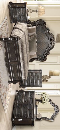 Fruits Bordeaux Espresso Panel Queen and King Bedroom Set