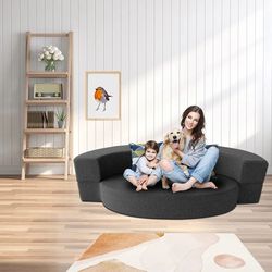 Modern Folding Sofa Bed Couch Memory Foam with 2 Pillows Sleeper Sofa futon Couch for Bedroom Living Room Guests, Washable Set, Stylish Oval 76''L × 4