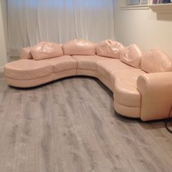 Peach. Leather. Couch