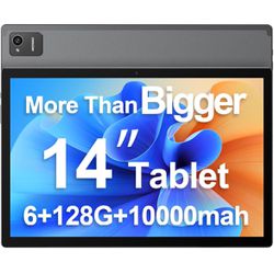 Tablet 14 Inch Android 13 Tablet, Large Tablet with 1200P IPS HD Big Screen, 8Core, 6GB+128GB, Wi-Fi 5, Max 256G TF Card Support, 10000mAh All-Day Bat