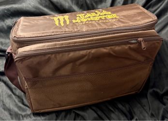 New Java Monster Insulated Cooler Bag Brown Zipper Closure Shoulder Strap