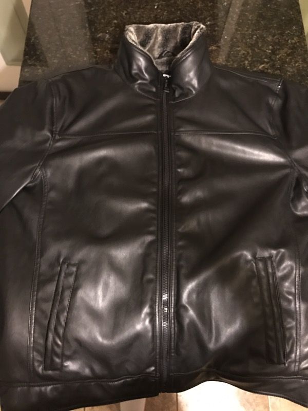 Calvin Klein fur lined leather jacket XL