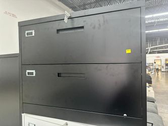 Black Lateral Cabinet with 2 Drawers 35.43"W x 15.7"D x 28.74"H for File Storage