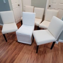 6 Dining Chairs With Genuine Cloth Covers