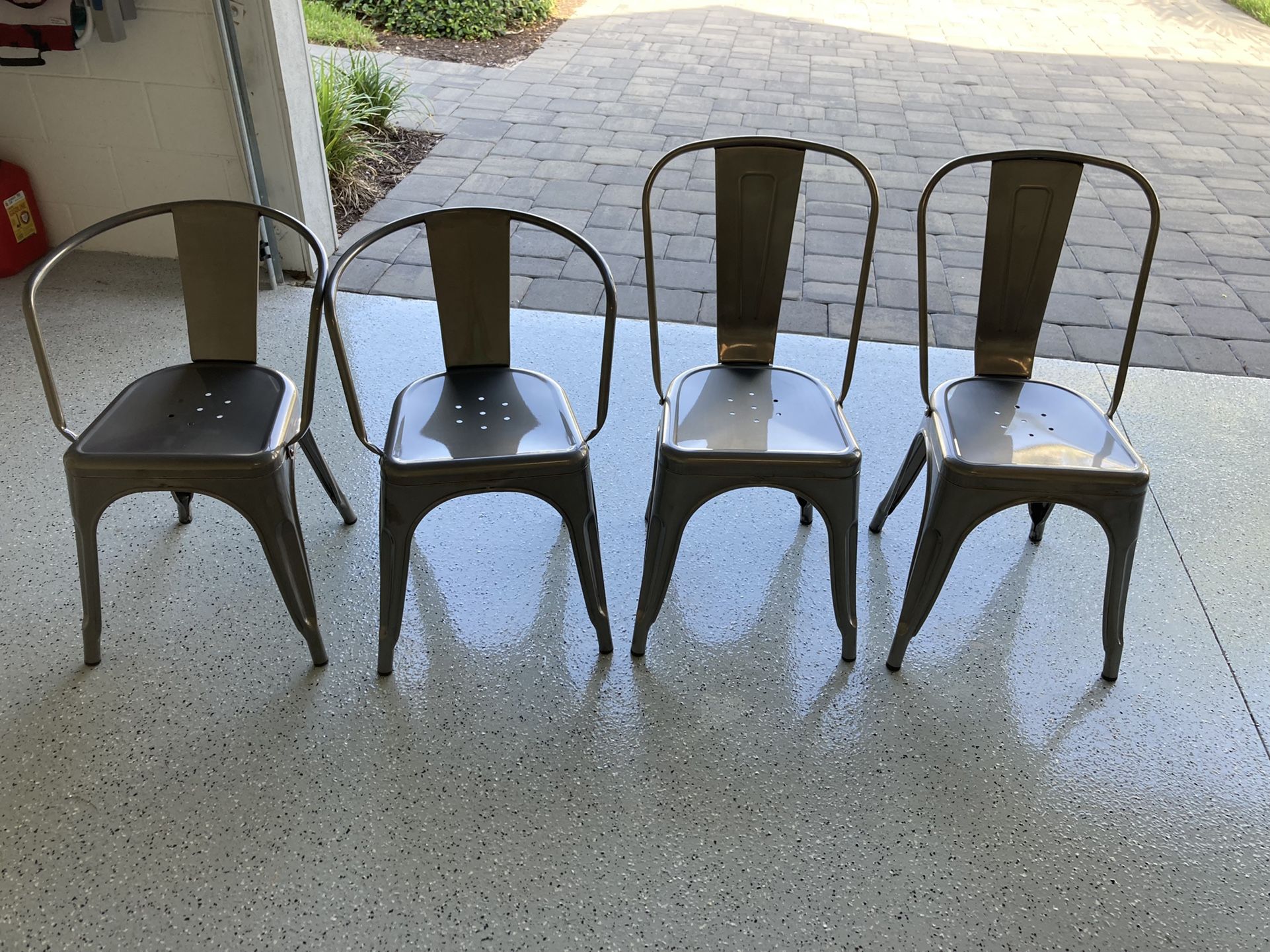 (4) Gray Metal Chairs