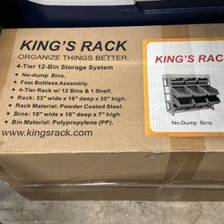 King’s Rack W/12 Plastic Bins