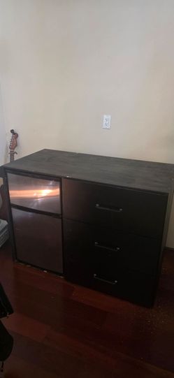 Black Dresser with Mini Fridge Compartment