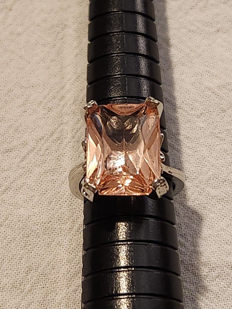 NEW Sterling Silver Ring with Peach Rhinestone.   Have Sizes 6.75 & 8.75.  Please let me know what size you want.  Bundle to save on shipping!   Pleas