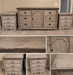 Rustic Gray Dresser and Nightstand Set
