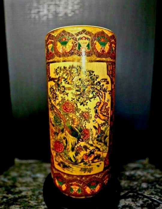 Vintage Royal Satsuma Porcelain 18" Tall Umbrella Cane Stand/Vase Birds Peacock Flowers Check My Other Listings