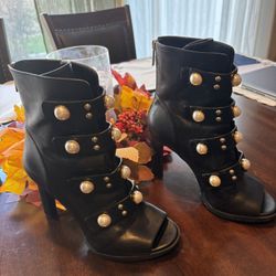 Karl Lagerfeld Elegant Black Pearl-Embellished Women's Heels