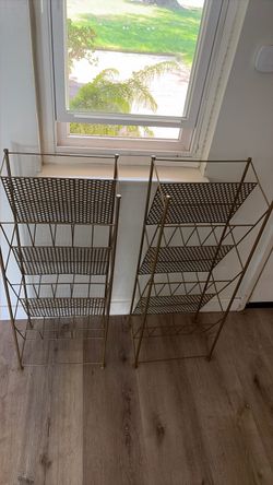 Gold Metal Vinyl LP Record Shelves – Set of 2