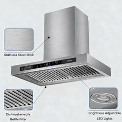 36” Wall Mounted Stainless Steel Range Hood