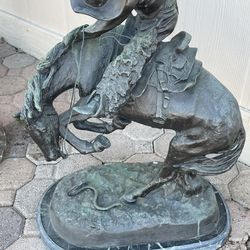 Mountain Man And Rattlesnake Bronze Authentic Statues Fredrick Remington