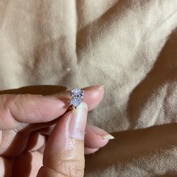 Real Silver Zircon Stud Earrings 