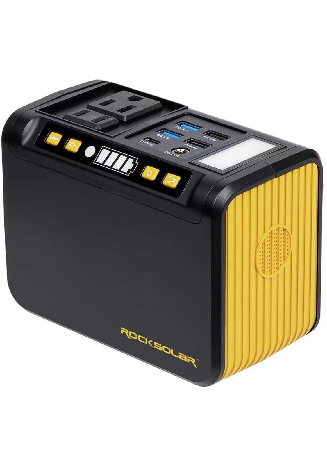 Portable Lithium battery Power Station/Solar generator 88Wh, 80W AC/12V DC outlet + 5 USB, LED flashlight, ultra-lightweight (1.9LB), easily fits into