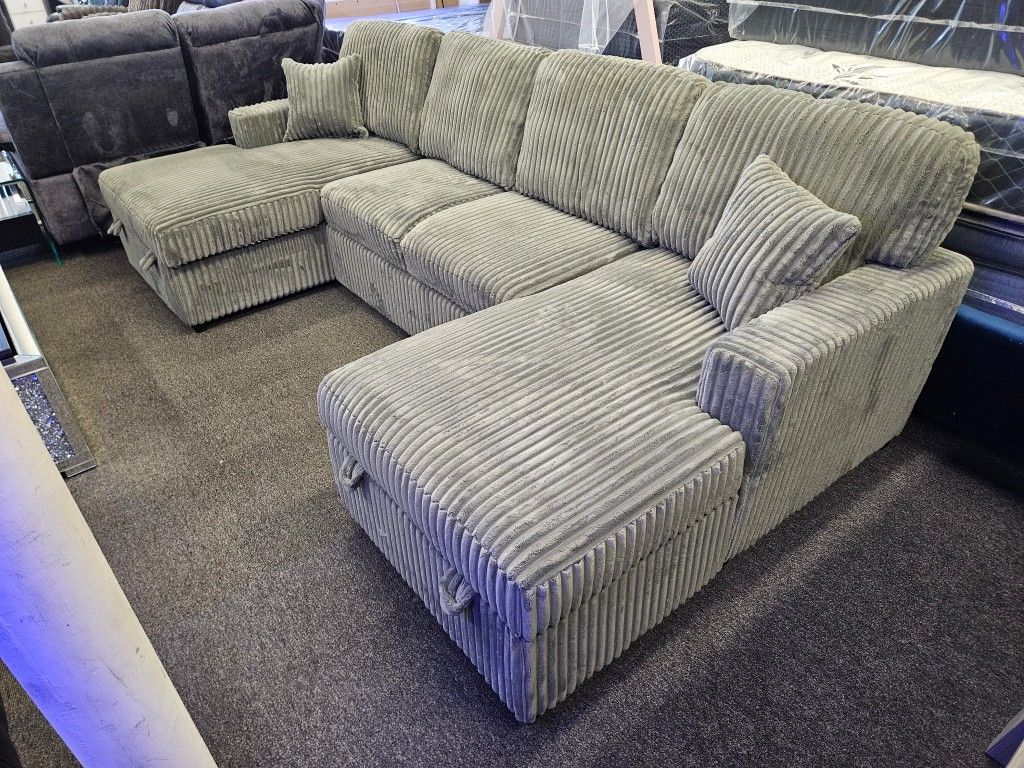 Super Especial Sectional Doble Chaise Corduroy Storage Y Cama $649