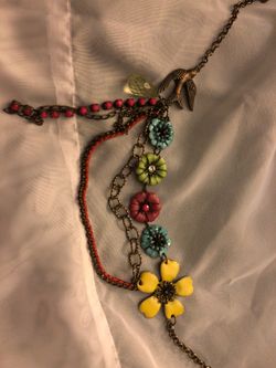 Flowers & dove peace hippie necklace lucky brand/vintage style