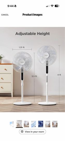 PELONIS 16" Oscillating Pedestal Stand Up Fan | Adjustable Height