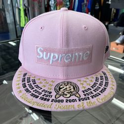 New Era x Supreme Undisputed Box Logo Pink F/W Hat Cap for