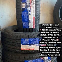 SET OF NEW TIRES 215/70R16 ATLANDER HT , INCLUDING MOUNTING AND BALANCING. ASK ME FOR ANY SIZE OR BRAND, WE HAVE THE BEST PRICES OF CALIFORNIA