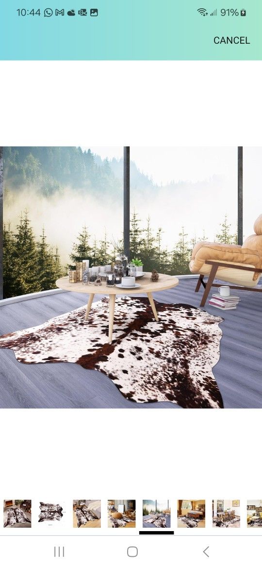 Premium Cowhide Rug, 4.6 x 5.2 Feet, Western Decor Faux Cowhide, Thickened Cow Print for Bedroom, Living Room, Home Office Decor