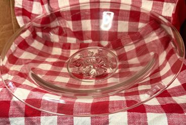 Clear Glass Serving Bowl with Floral Detail