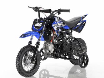 70 cc Apollo dirt bike with training wheels . Fully automatic . Top of the line
