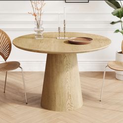 43 inch Wooden circular dining table, modern minimalist round table