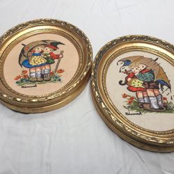 Pictures /handmade In beautiful oval Gold frames