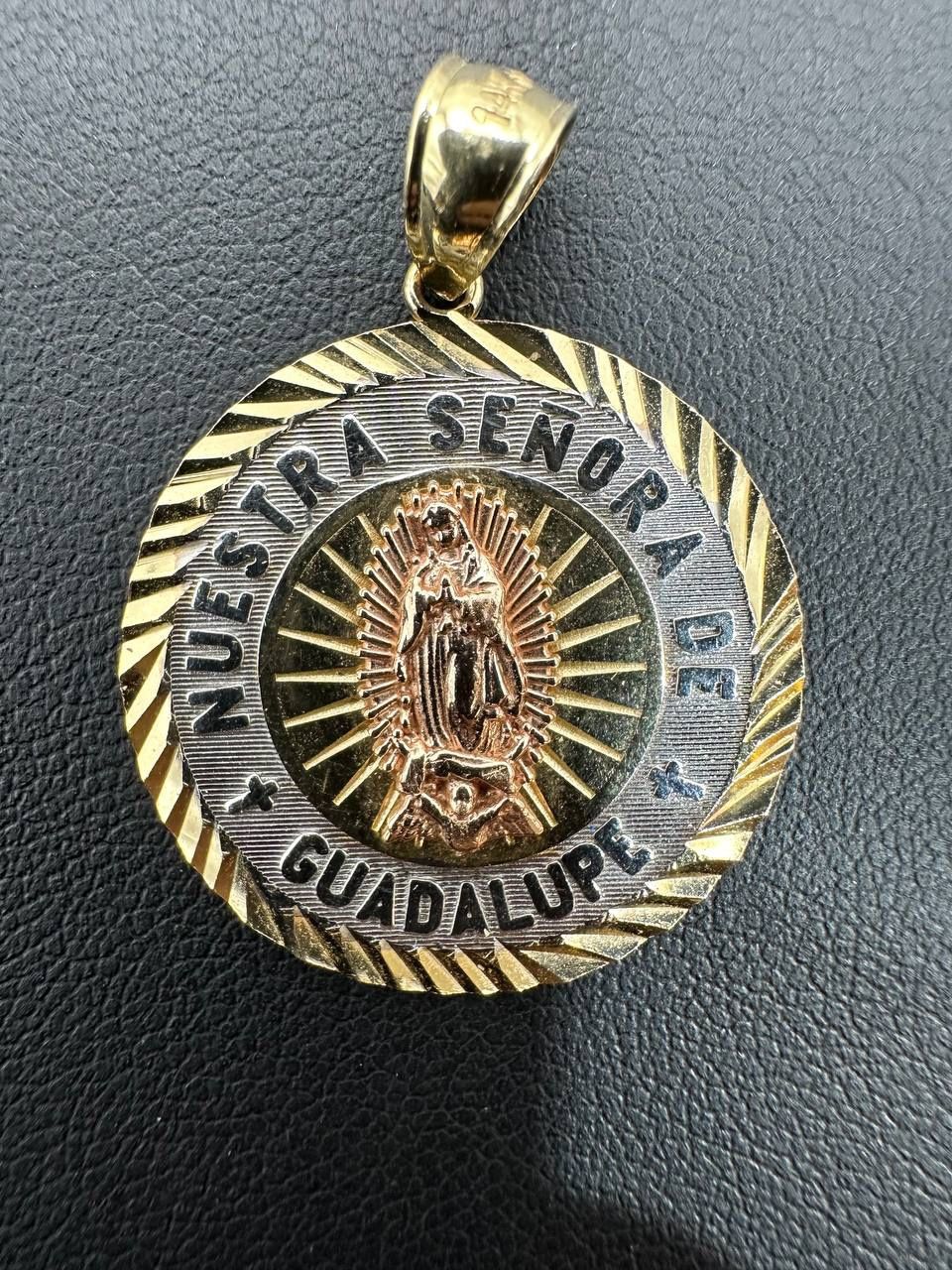 14K Yellow Gold Guadalupe Nuestra Senora De Religious Charm Pendant 4.9 gram