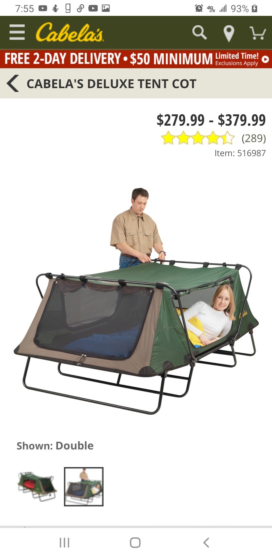 Cabelas double tent cot for Sale in San Antonio, TX OfferUp