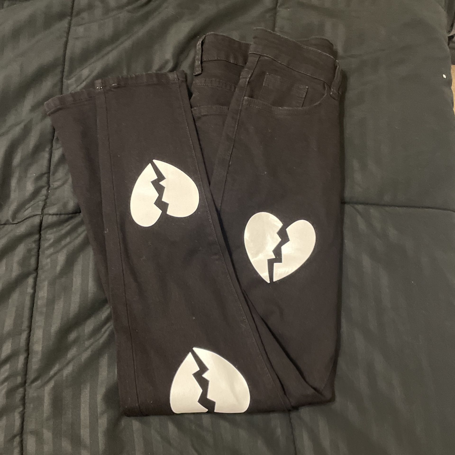 Black Jeans With White Hearts